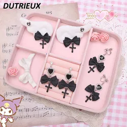 Lolita Style Hairpin Sweet Accessories Cool Style Clip Earrings Pendant Barrettes Heart Shape Rhinestone Earrings for Women