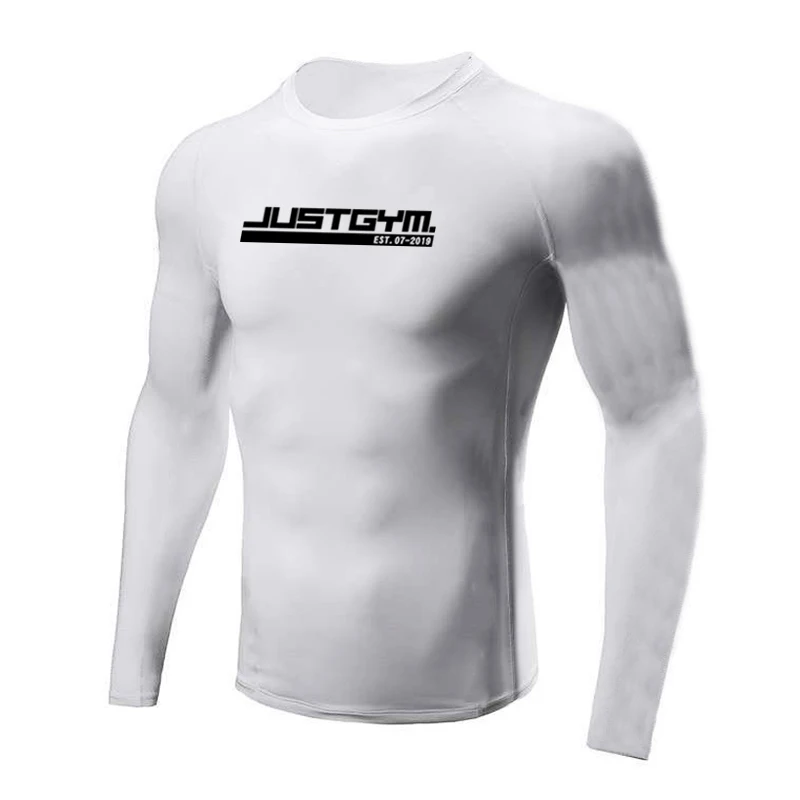 

Компрессионные обтягивающие мужские повседневные спортивные футболки для тренажерного зала, бодибилдинга, фитнеса, осенние быстросохнущие лонгсливы для бега