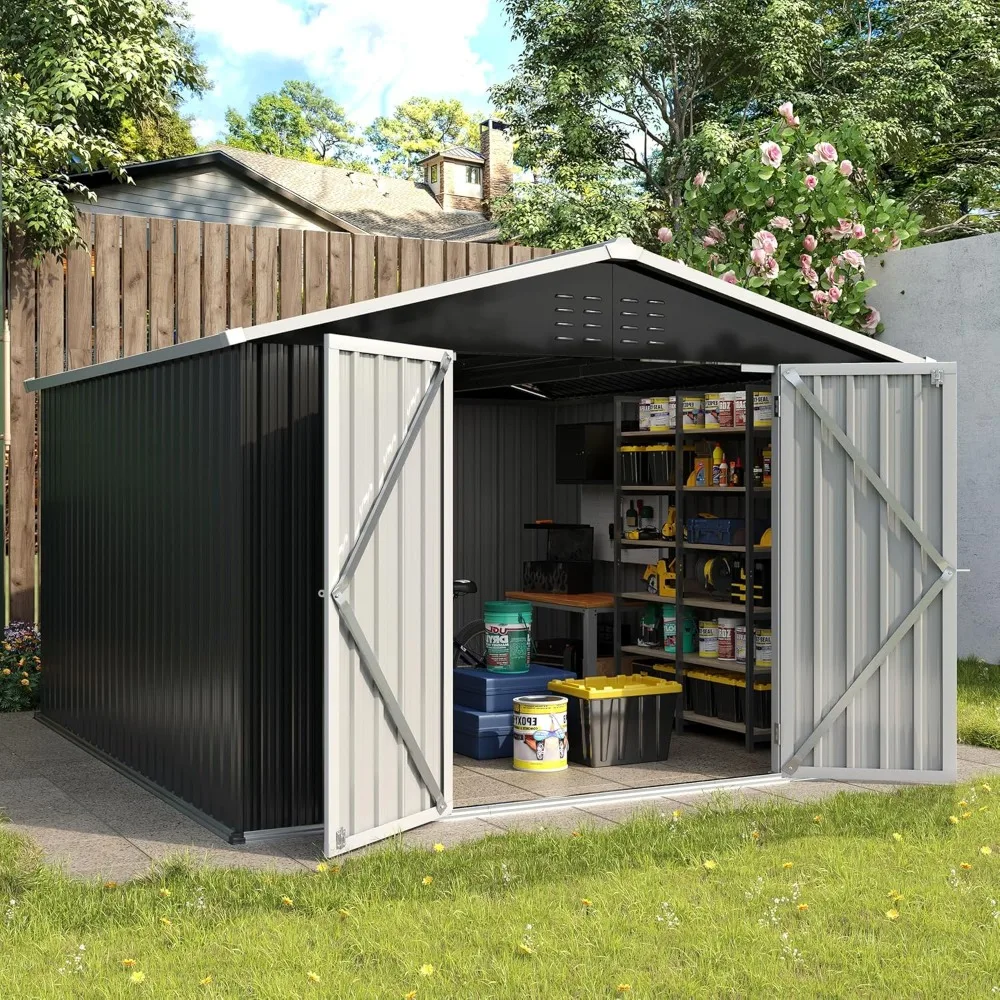 

Outdoor Storage Shed 10x12 Ft, Outdoor Shed and Outdoor Storage Metal Galvanized Steel Patio, Tool Shed with Lockable Door