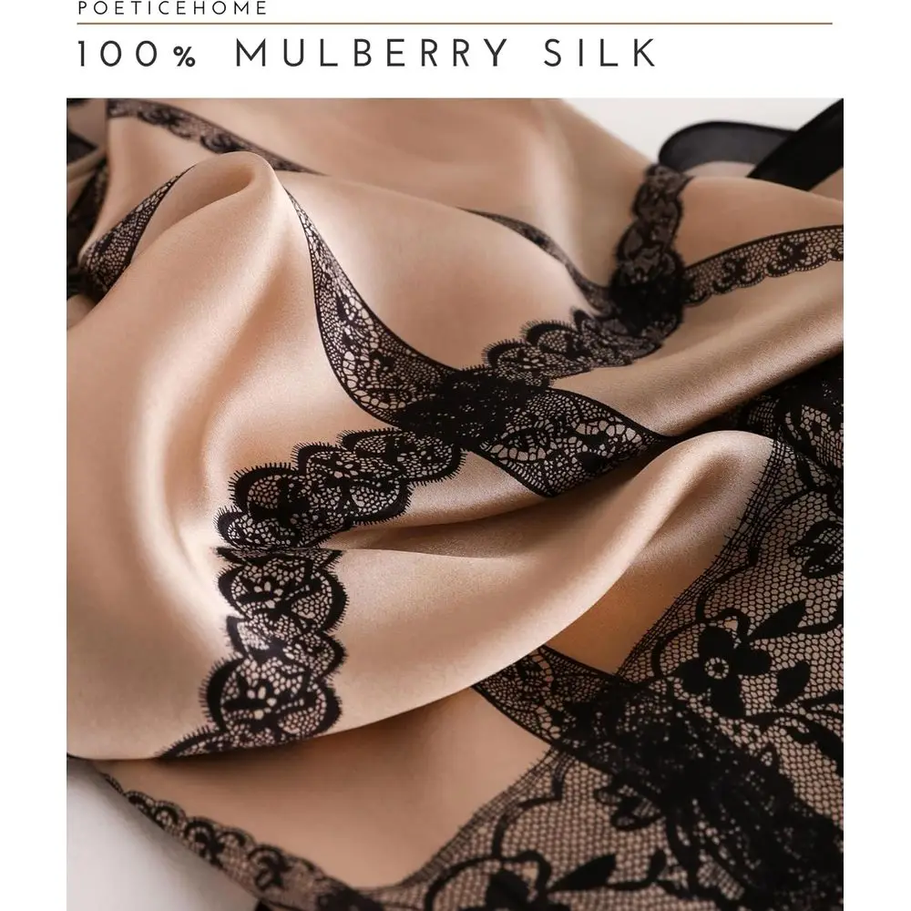 Długi szal damski ze 100% jedwabiu morwowego - duży, prostokątny szal chroniący przed słońcem z opakowaniem prezentowym