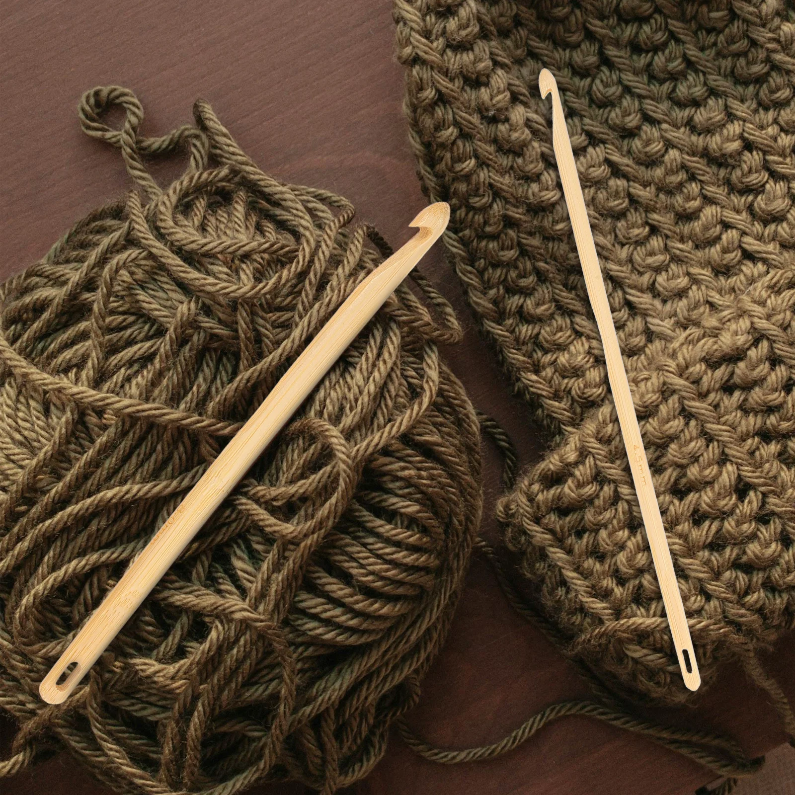 

9pcs Bamboo Crochet Hooks Set Ergonomic Knitting Tools For Yarn Crafts Smooth Long Handle Crochet Needles Sweater Weaving