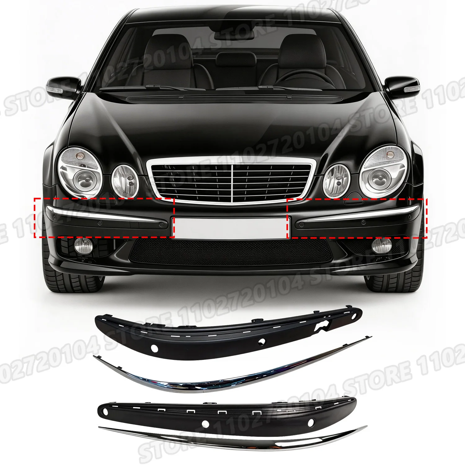 

Для Mercedes-Benz E320 E350 W211 2003-2006 годов выпуска, передний бампер без покраски, хромированная накладка, артикулы 2118800512, 2118800612, 2118800912, 2118801012