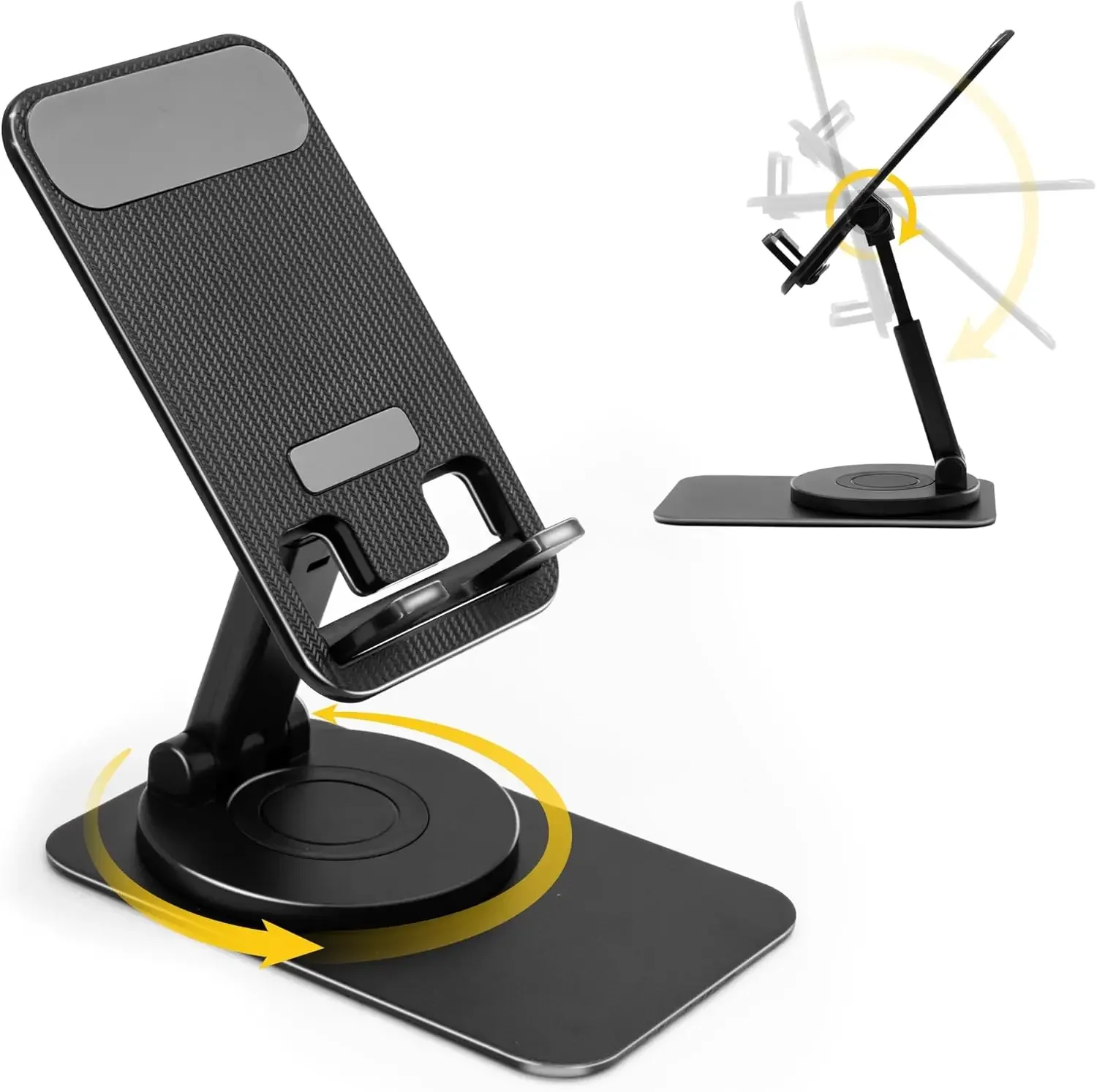 

Adjustable Rotating Phone Stand for Desk, Foldable Mobile Holder, Compatible with iPhone & Smartphones