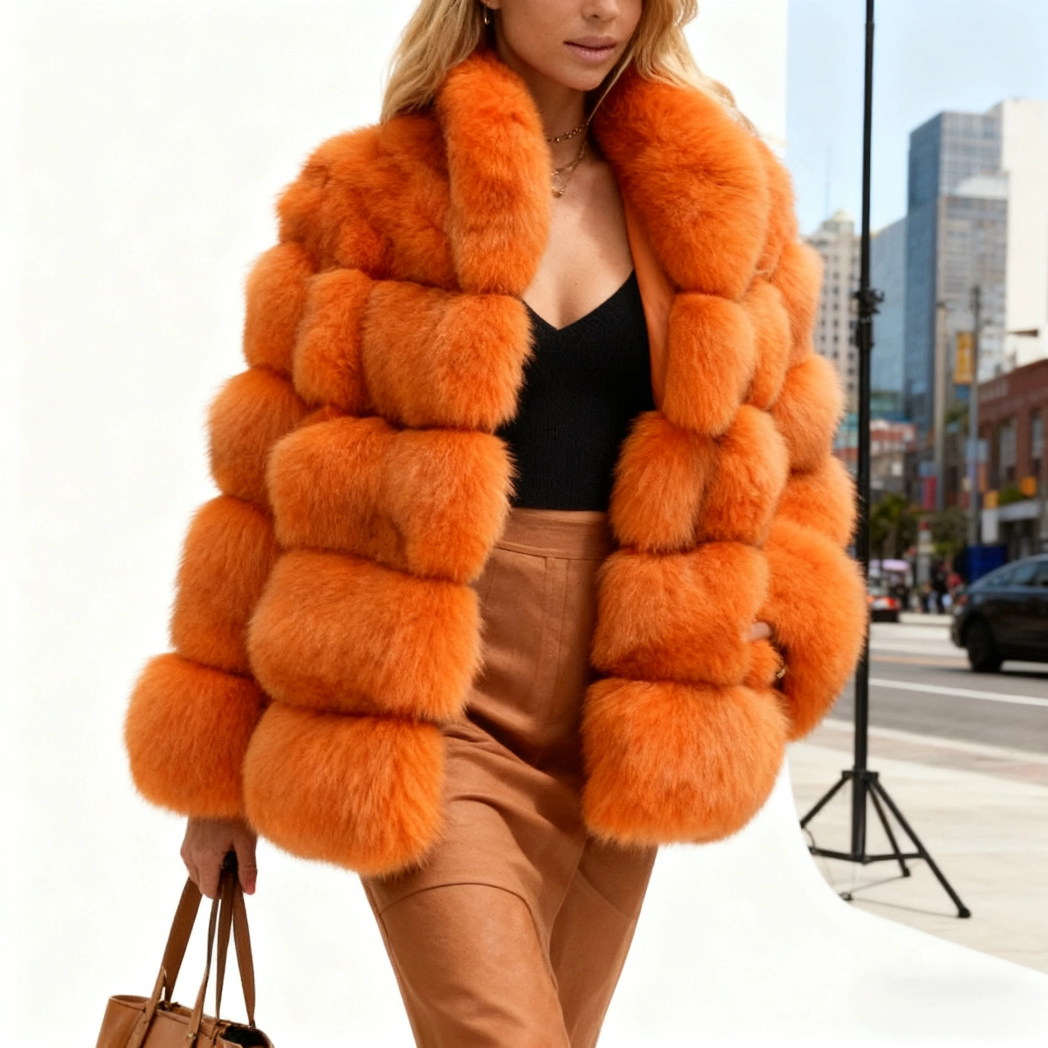 

Фиолетовые пальто из искусственного лисьего меха Макси-пальто женские с отложным воротником толстые теплые элегантные осенне-зимние меховые куртки с открытой строчкой уличная одежда