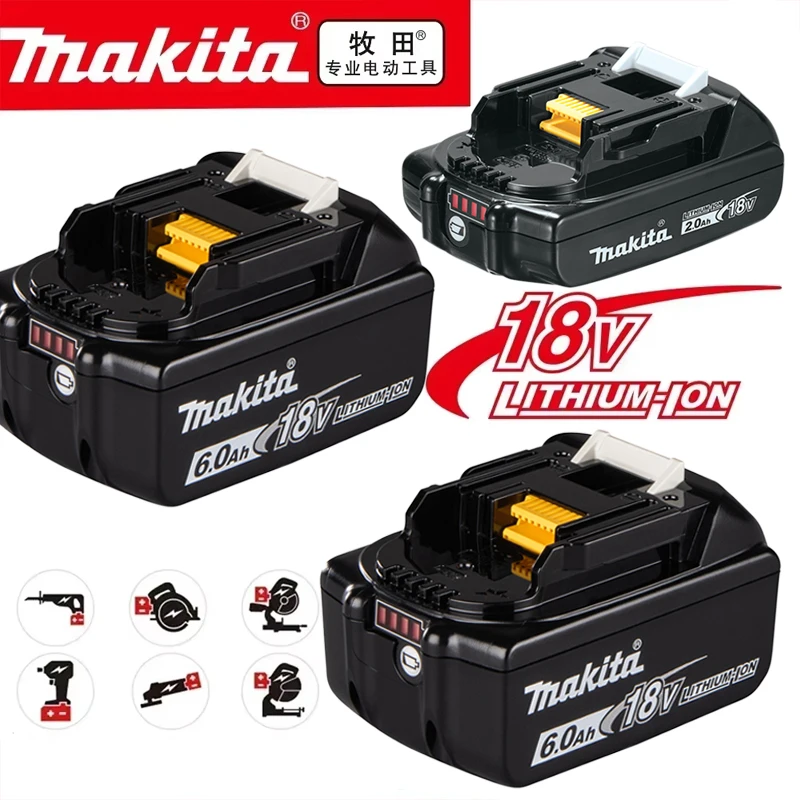 

Makita 18V 6000mAh Rechargeable Power Tools Battery With LED BL1830 BL1850 BL1860 Battery Charger Set With Working Light