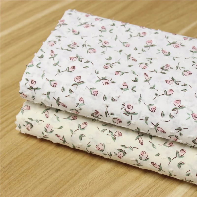 148x50cm Small Floral Woven Cotton Dot Cut Fabric, for Children's Clothing Women's Shirt Skirt Sewing Cloth