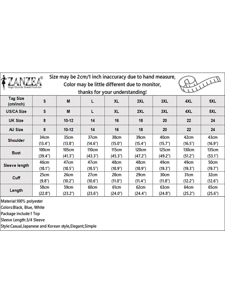 ZANZEA Auutmn Polka Dots Printed Women Shirts Lapel Neck 3/4 Sleeve Work Blouse Summer Tops Elegant Casual Holiday Tops Femme view 6