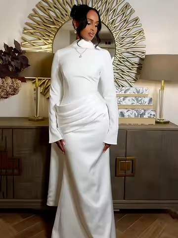 XIAOTANG Elegant Long Sleeve Satin Patchwork Dress Feminine Round Neck Bodycon Party Club Evening Dress Winter New Vestidos 2026