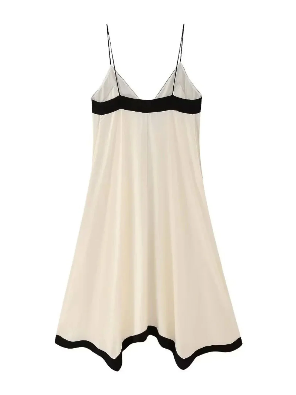 فستان فضفاض مخطط بدون أكمام وياقة على شكل V للنساء، تنورة طويلة واسعة الساق بتصميم مرقع، فستان على شكل حرف A بأسلوب الشارع، م... #3