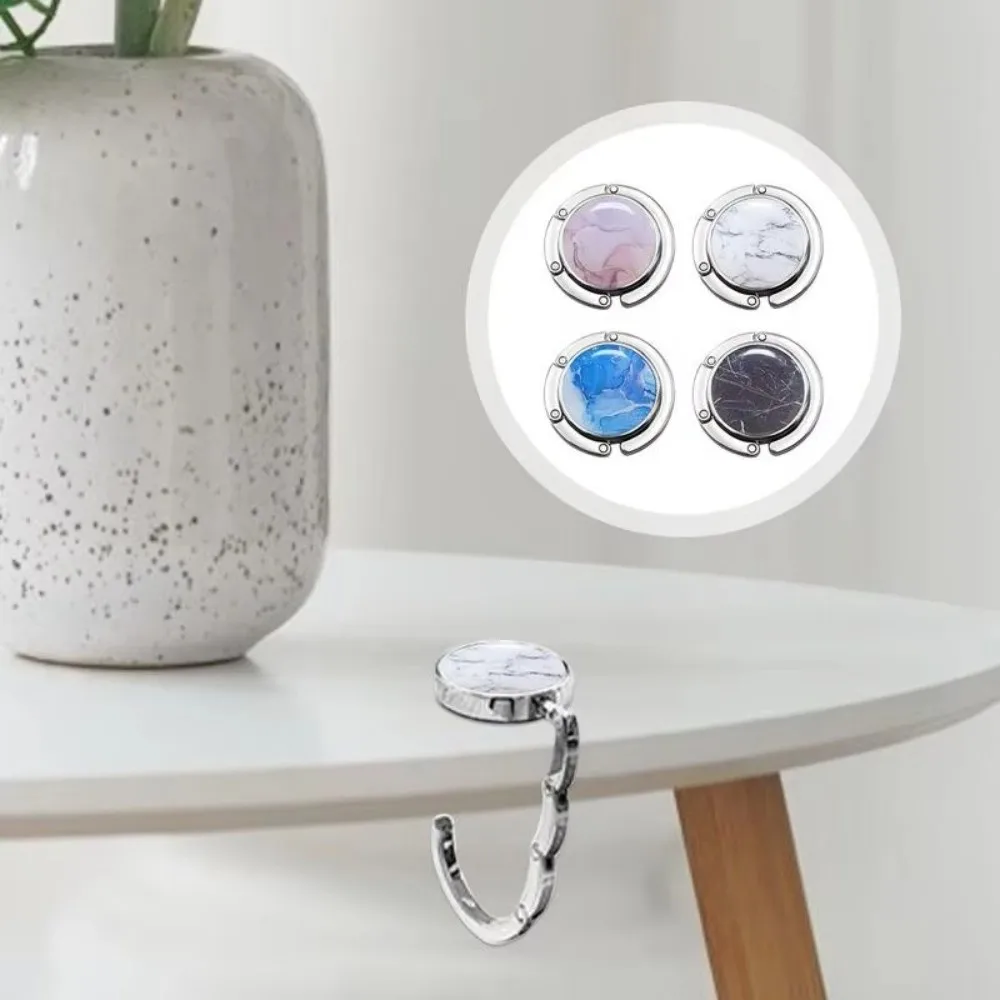 NEW Foldable Handbag Hook Portable Marble Pattern Purse Hook for Women Creative Durable Desk Hanging Rack for Table