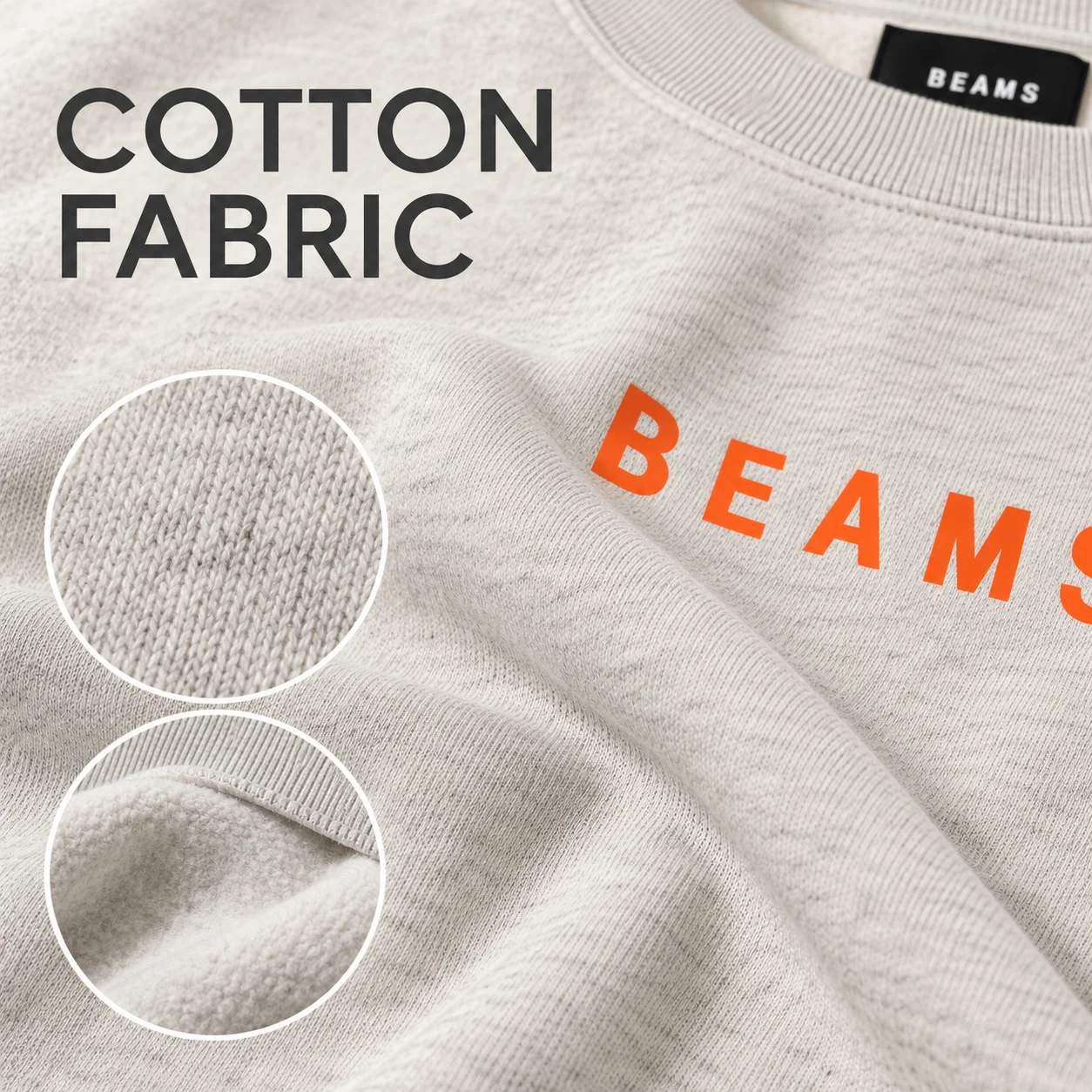 Beams Men Long Sleeve Top Classic Letter Print Men Women Crewneck Long Sleeve Casual Cotton Pullover Sweatshirts Streetwear Tops
