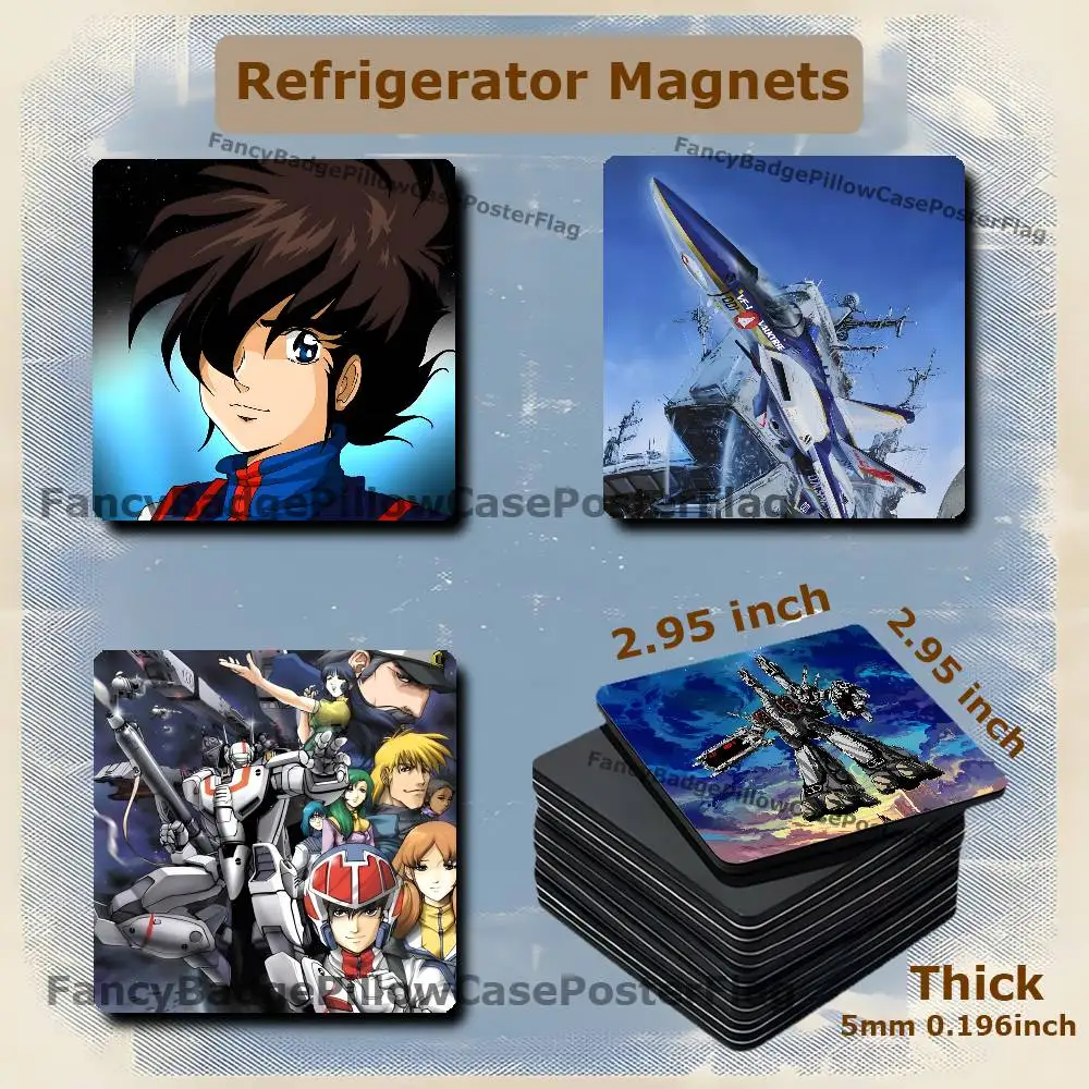 Imán de Refrigerador de Anime R-Robotech Macross de 75 mm, Estilo Moderno, Decoración para el Hogar, Regalo Personalizado Creativo