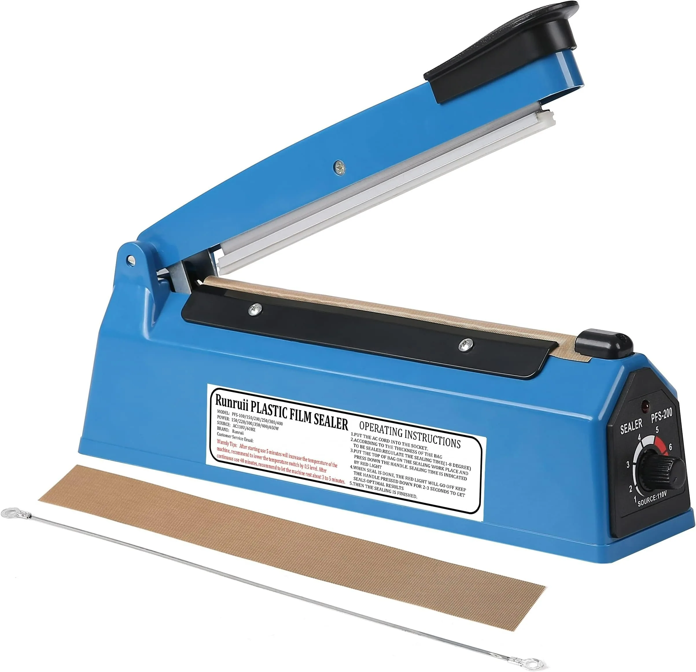 

8 Inch Impulse Bag Sealer 200mm Impulse Manual Sealer Heat Sealing Machine Good Helper for Kitchen