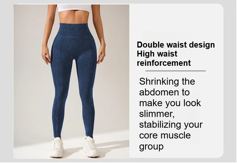 Damen Schnelltrocknende Yoga-Leggings mit Taschen, Hoher Taille, Po-Lifting-Effekt, Strukturierte Hüftformende Lauf- und Fitness-Sporthose – Detail 4