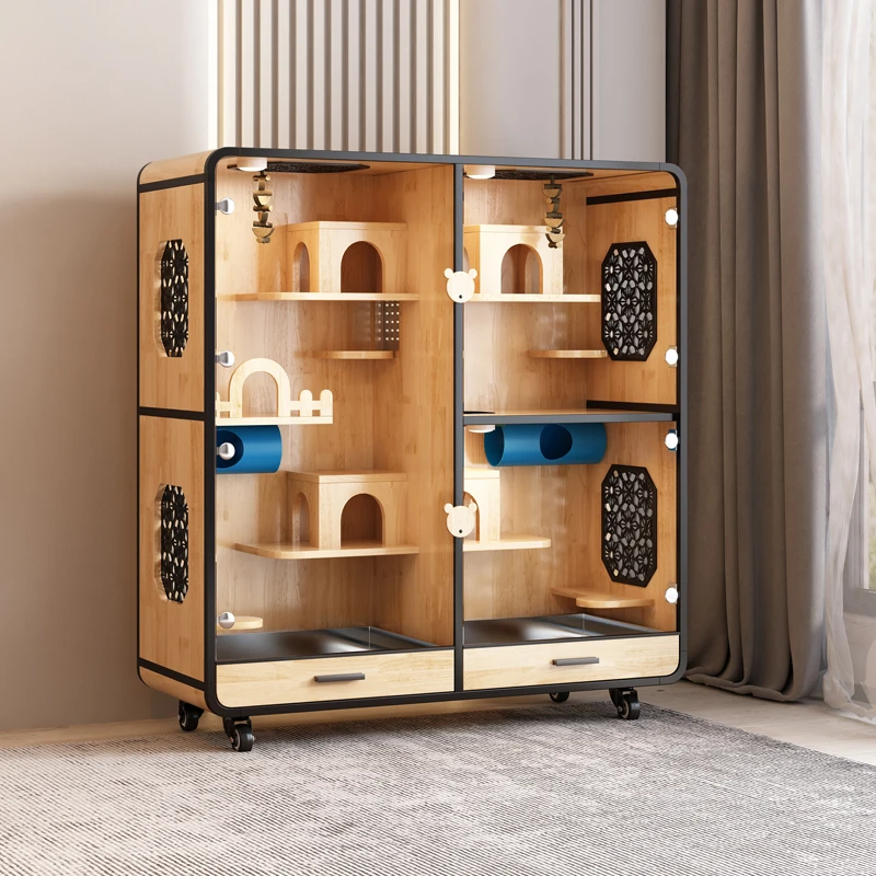 

Chinchilla cage cabinet cage villa luxury oversized castle house wooden house ice nest cooling solid wood special customization