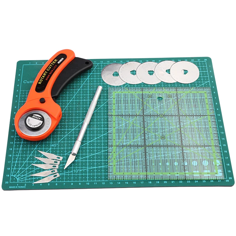 16Pcs Rotary Cutter Kit Carving Knife with 5pcs Blades Leather Craft Cutting Tool Set for PVC Cutting Mat Acrylic Ruler