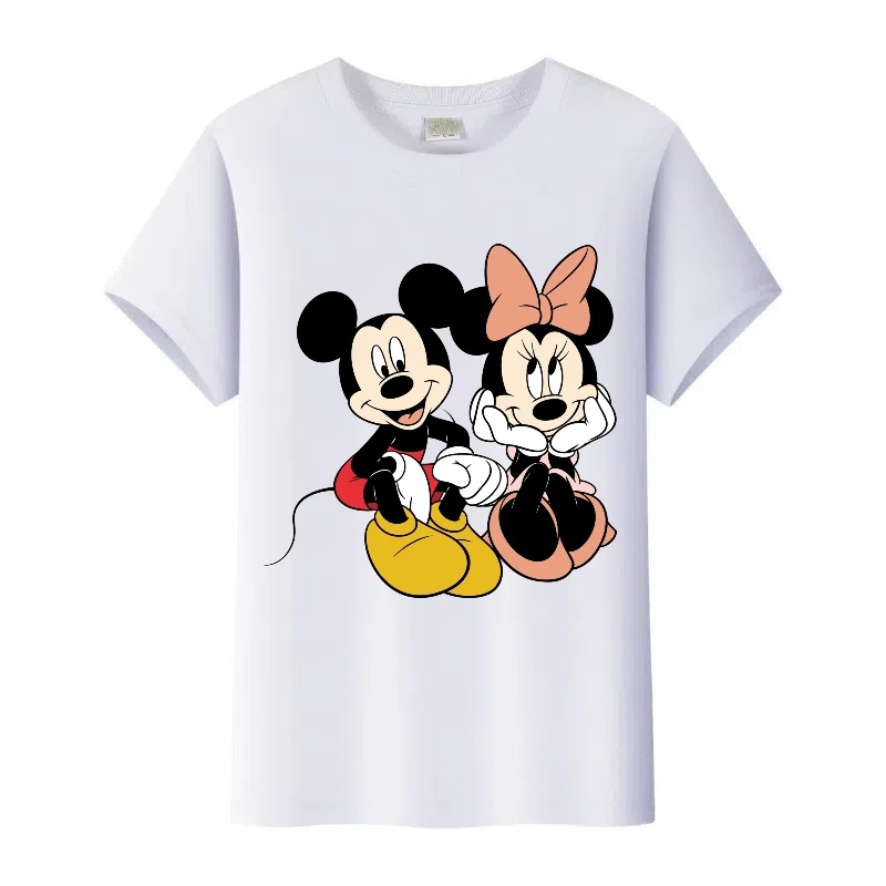 

Disney Cartoon Mickey Mouse Minnie Print Clothes Summer Girsl Tops Woman Tshirt Children t-shirt Ladies Tees Family Men Blouses