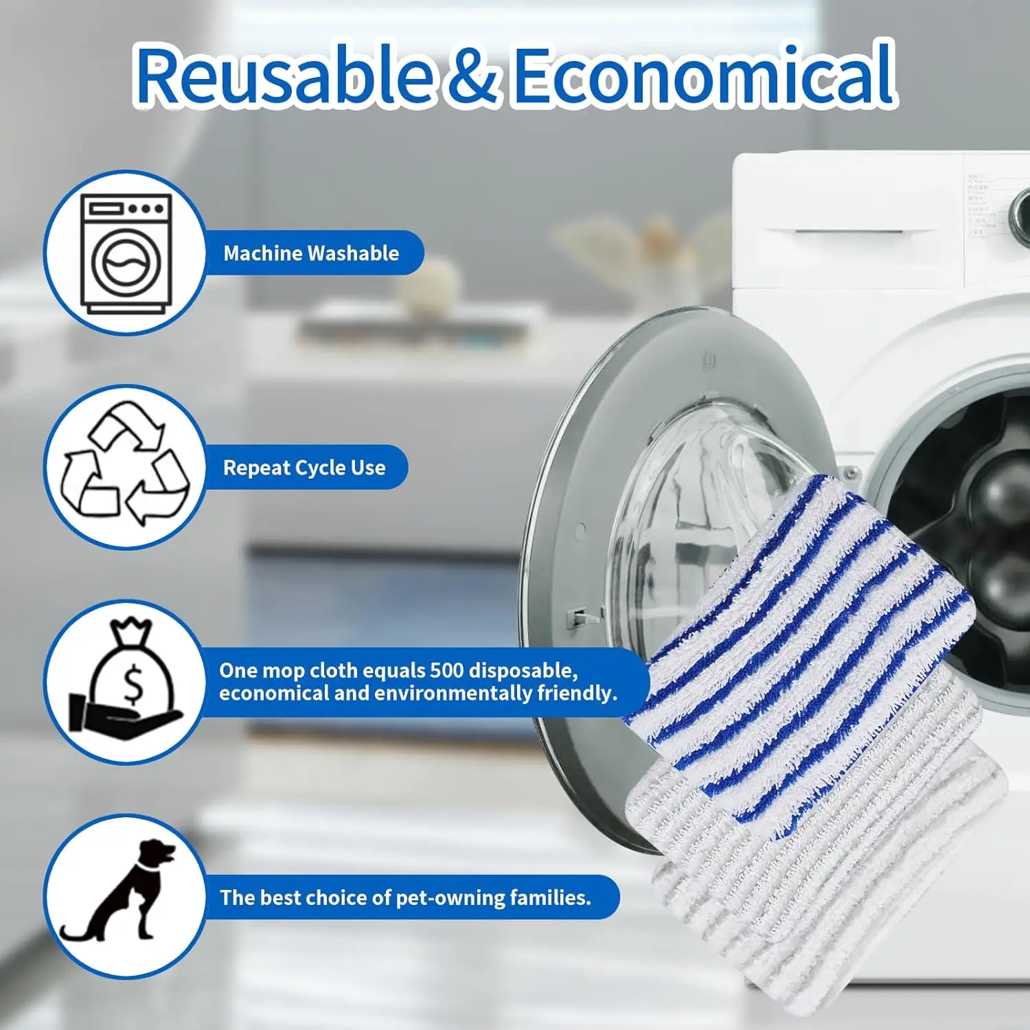Microfiber Cloths for Rowenta Clean & Steam ZR850002 ZR005801 ZR005804, Washable Microfibre Pads for Rowenta RY7xxx RY8xxx