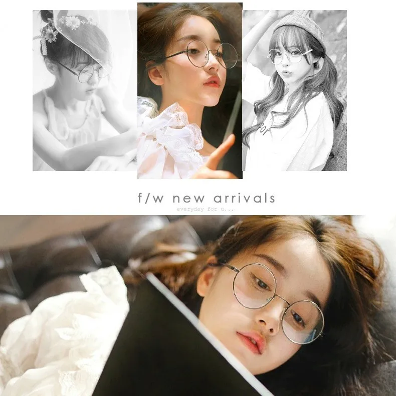 Computer Glasses Frame Women Men Metal Round Eyewear At Home Shopping Female Male Fashionable High-end Personalized Glasses