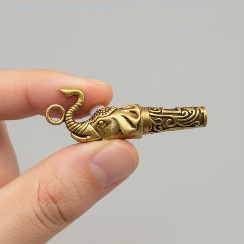Vintage Dragon Pattern Brass Whistle High Decibel Crisp Sound Durable Portable Whistle for Fishing Hiking Outdoor Emergency Use