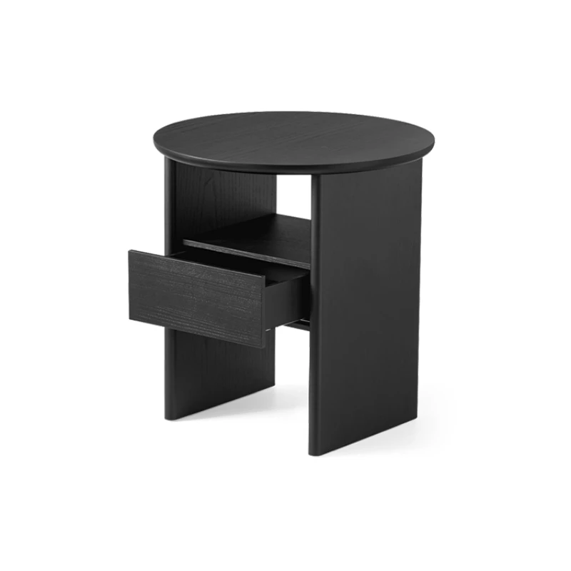 

Minimalist solid wood round bedside table BedroomRetro storage cabinet Living room