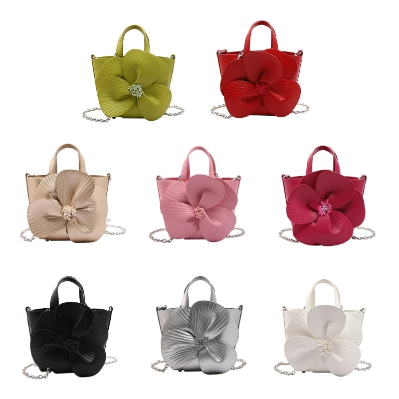 Flower Pattern Shoulder Bag with Detachable Chain for Evening Event