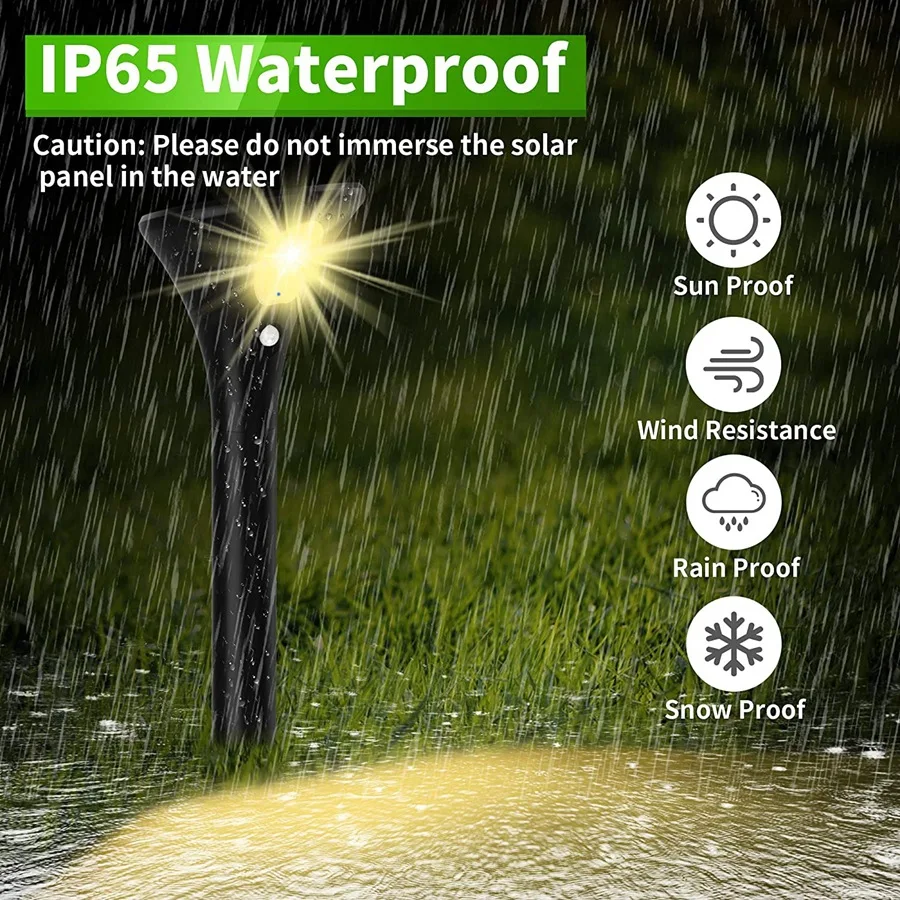 Solarne oświetlenie ścieżki LED Zasilane energią słoneczną światło ogrodowe 2 tryby Maks. 120H Oświetlenie Wodoodporna lampa z czujnikiem słonecznym na zewnątrz do patio na podwórku