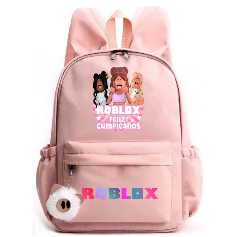 เกม Roblox อุปกรณ์ต่อพ่วงสร้างสรรค์การ์ตูนพิมพ์กระเป๋าเป้สะพายหลังโรงเรียนประถมศึกษาสบายๆกระต่ายน่ารักกระเป๋าเป้สะพายหลังของขวัญสิ่งจําเป็นในชีวิตประจําวัน