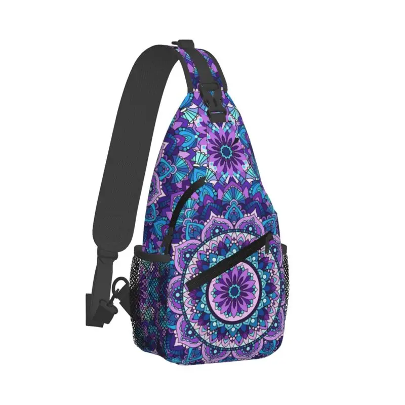 Custom Bohemia Ethnic Mandala Flower Pattern Crossbody Sling Backpack Men Custom Shoulder Chest Bag for Cycling Camping Daypack