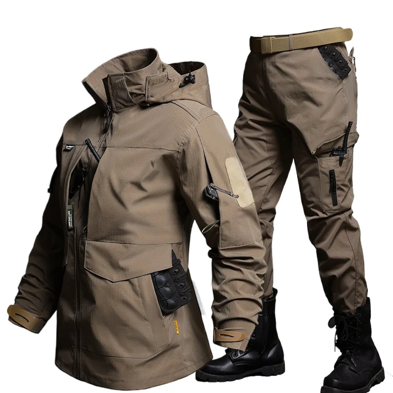 2026 New Men's Tactical Overalls Suit Spring Autumn Wear Resistant Tear Proof Work Jacket Outdoor Hunting Cargo Coat