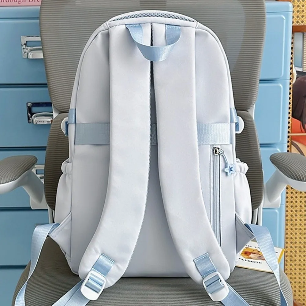 Nylon Hollow Lace Backpack Color-blocked Preppy Style Large Capacity School Bag Transparent Durable Cat Plaid Backpack School