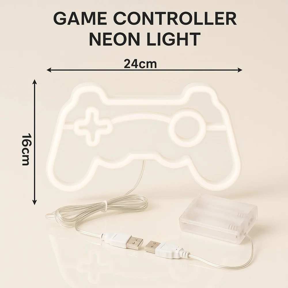 USB 게임 콘솔 핸들 모양 침실 어린이 방 게임룸 장식 LED 네온 조명