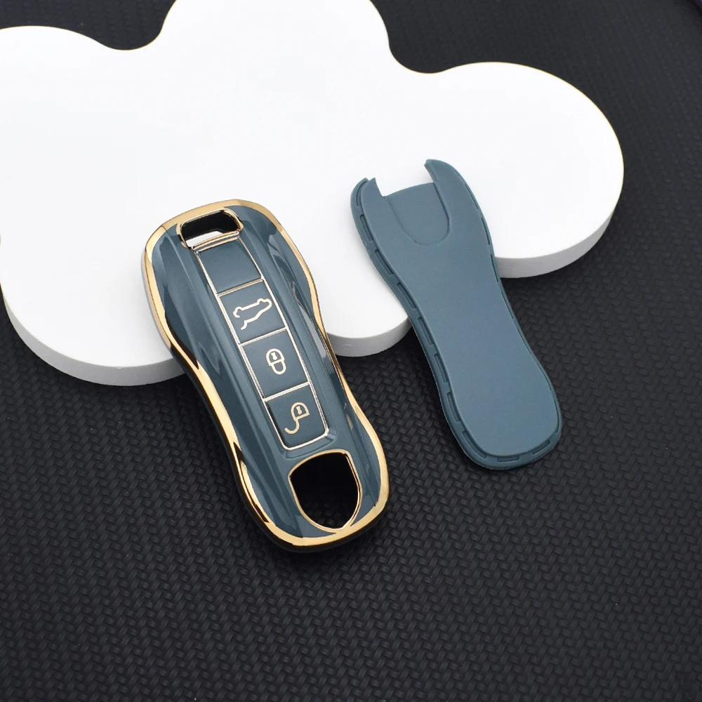 Soft TPU Key Fob Case for Porsche Cayenne Macan Panamera 971 - Fits 4 GTS Turbo 4S Protective Shell Keychain Accessory