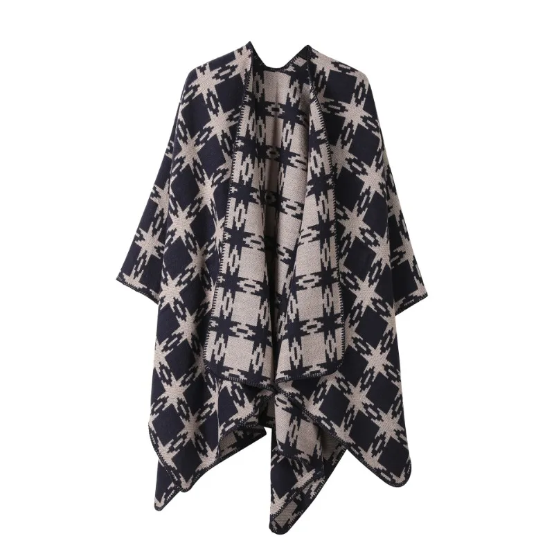 تقليد الكشمير شال كيب المرأة شال الرجعية شق موضة دافئة تقليد الكشمير الجاكار متقلب نمط وشاح شال