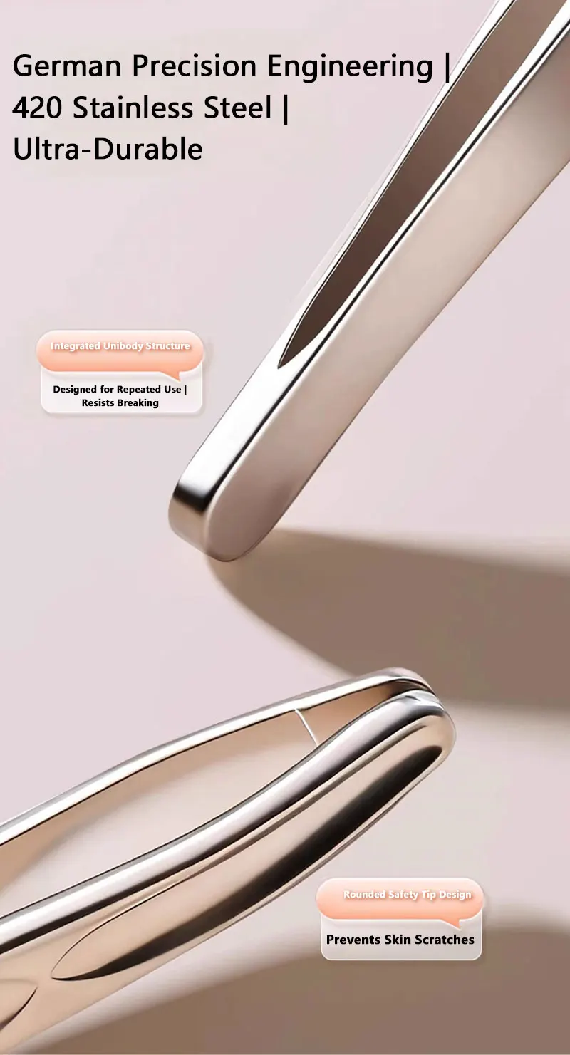 Premium Rundkopf-Pinzette für Augenbrauen- und Gesichtshaarentfernung Nahtlose Clips Präzisions-Barttrimmer für Kurze Haare – Detail 3
