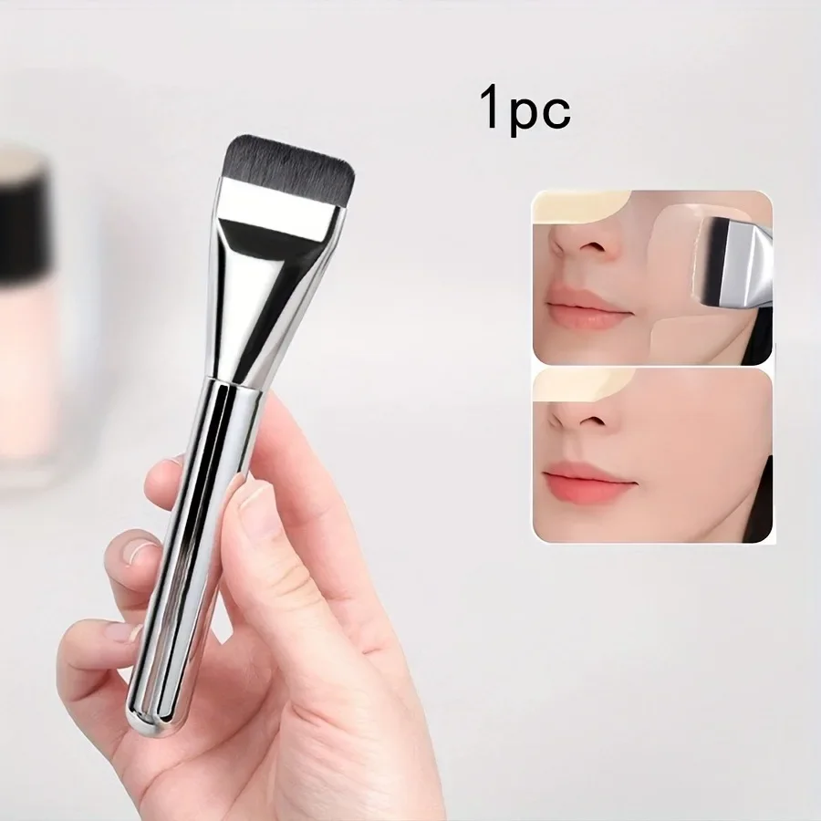 Brocha para base de una línea, brocha correctora ultrafina sin rastro, cepillo para máscara, cabeza plana, sin polvo, herramientas de belleza para el cabello suave, brocha de maquillaje