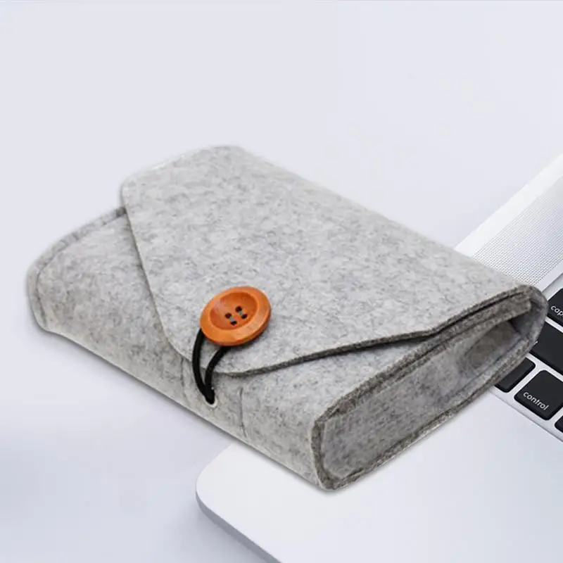 Small Felt Storage Case Portable Felt Handbag Electronics Accessories Protective Case Lightweight And Durable Multifunctional