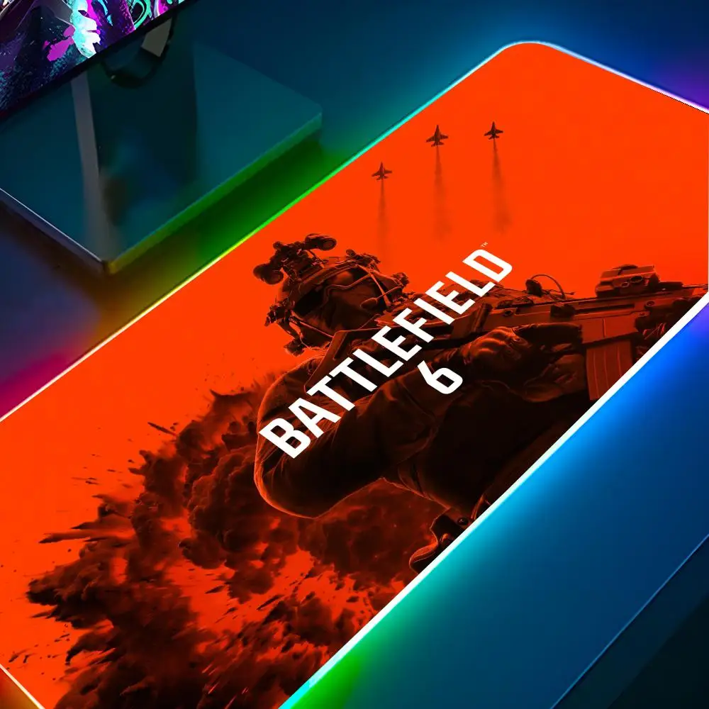 

6, коврик для мыши Battlefield, коврик для мыши с RGB-подсветкой, коврик для мыши для ноутбука, геймера, компьютерного стола, игровые аксессуары