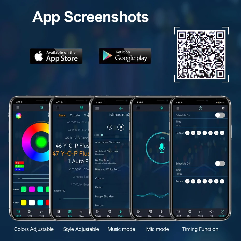 Dream Color Led Strip Light 220V RGBIC Dimmable IP67 Waterproof Rainbow Chasing Flexible Tape Bluetooth Control 30M 50M 100M