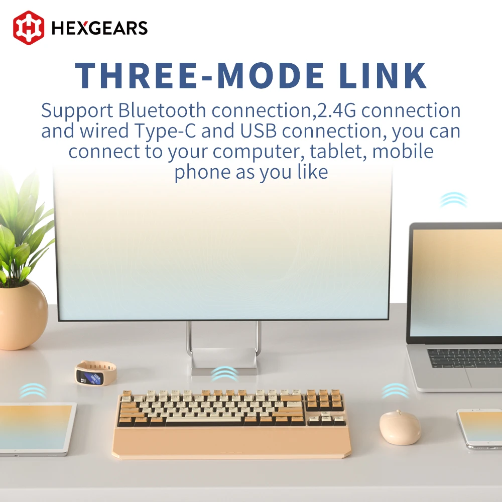Hexgears X3Pro 2.4G Wireless/Bluetooth/Wired Mechanical Keyboard Kaihl Box Switch, Typing, Ergonomic 87-key PBT Keycaps Keyboard