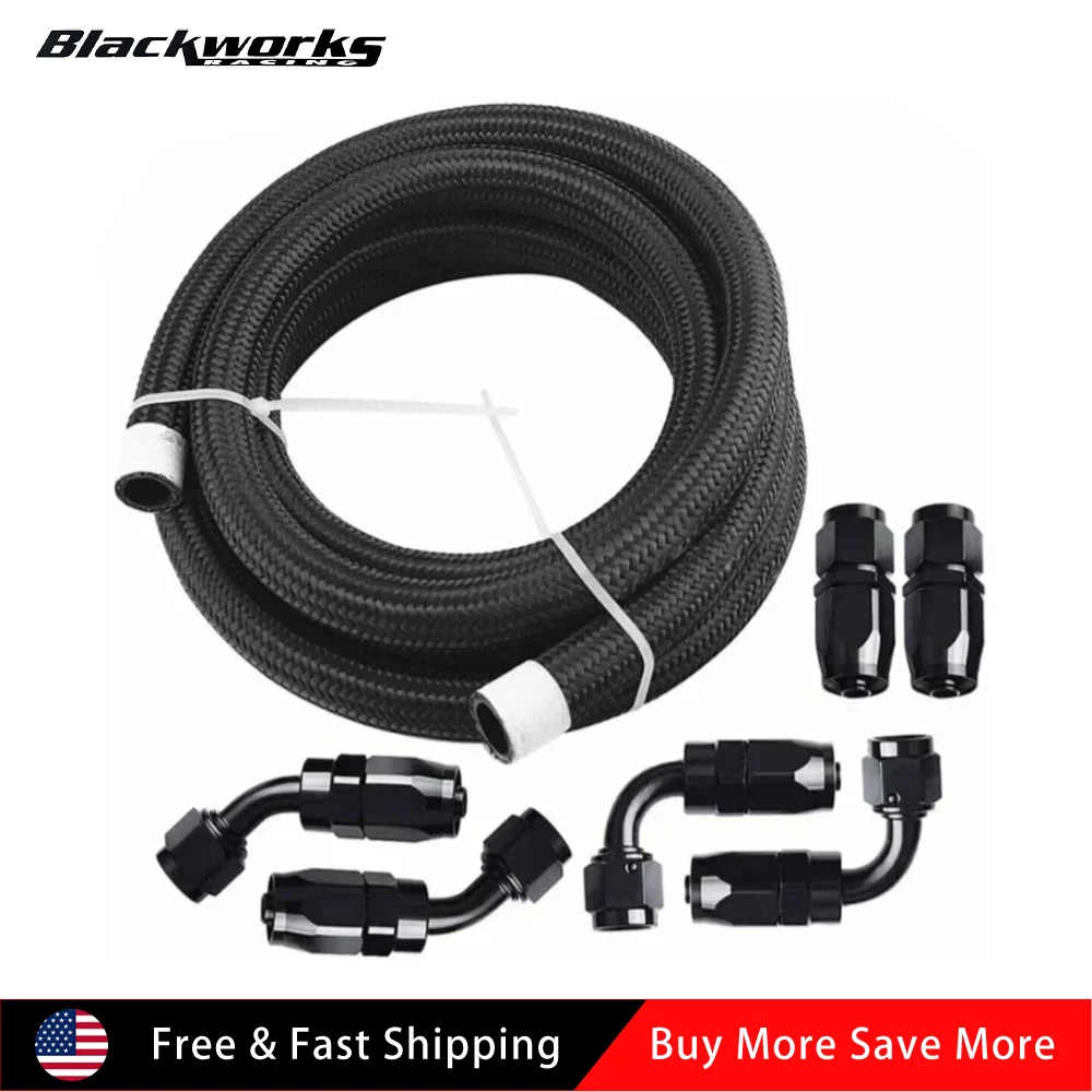 

Universal 12FT AN10 Hose Nylon & Stainless Steel Braided CPE Oil Fuel Line Fittings Kits Black For Coolant System Lubricants