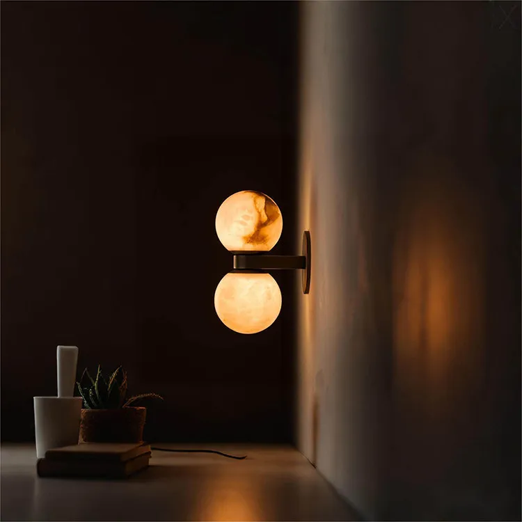 American retro marble bed and breakfast home wall lamp wabi sandy wind Japanese model room hotel