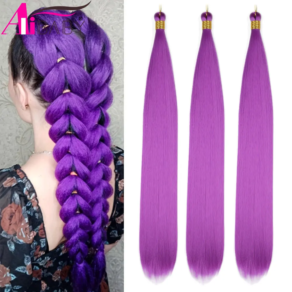 Synthetic Ariel Straight 28 Inches Pony Hair Bundles Crochet Braids Braiding Hair Ombre Blonde Brown Crochet Hair Extensions