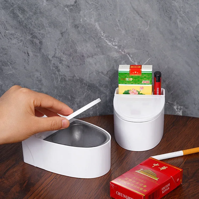 Toilet Ashtray Wall Mounted Ashtray With Lid Bathroom Hanging Wall Tobacco Tank Free Punching Ashtray Christmas Gift For Men