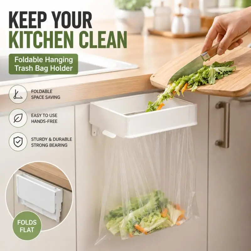 1/2Pc Hanging Trash Bag Holder Foldable Garbage Bag Rack for Home Kitchen Bathroom Portable Car Back Seat Organizer