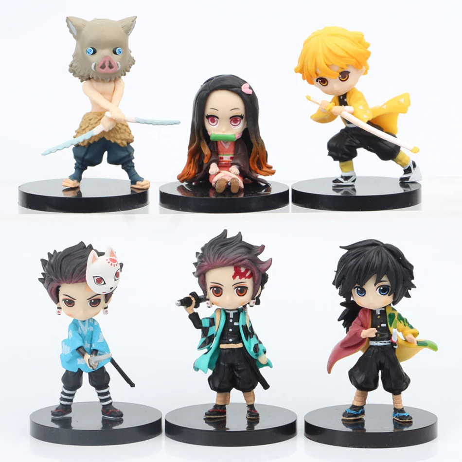 Q Posket Figure Wholesale Demon Slayer Mini Figurine 5Pcs 10Pcs 12Pcs 15Pcs Sets Kimetsu No Yaiba Small PVC Dolls Desktop Decora