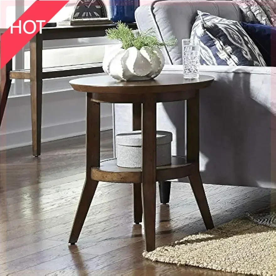 ;XMSJ'Modern Industries Ventura BLVD Round End Table with Geometric Design and Easy Assembly