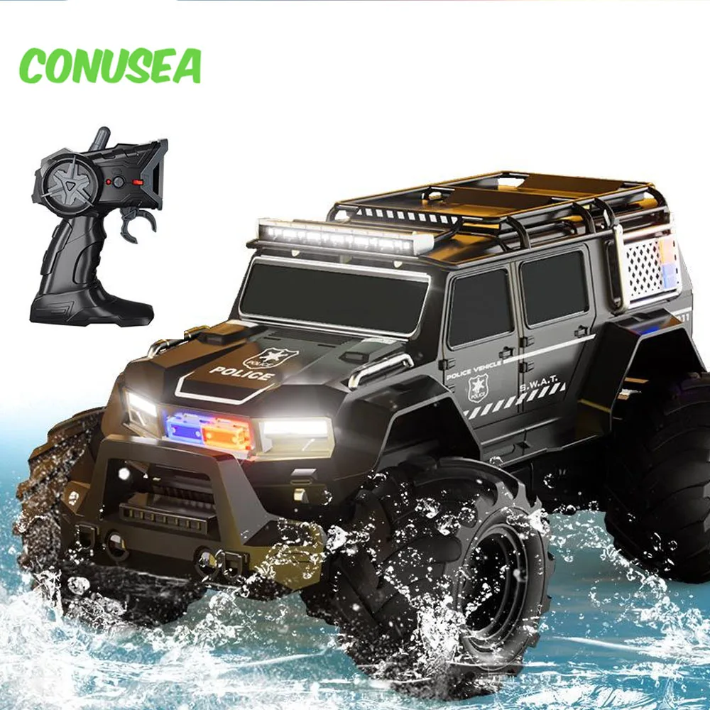 

4Wd Rc Stunt Car Remote Control Vehicle Radio Control Buggy Off Road Police Cars Amphibious Climbing Truck Toys for Boys Kids