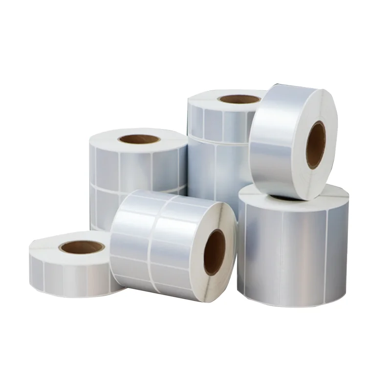 1 Roll 75um Thickened For Asian silver self-adhesive matte silver barcode machine label paper Equipment adhesive blank paper