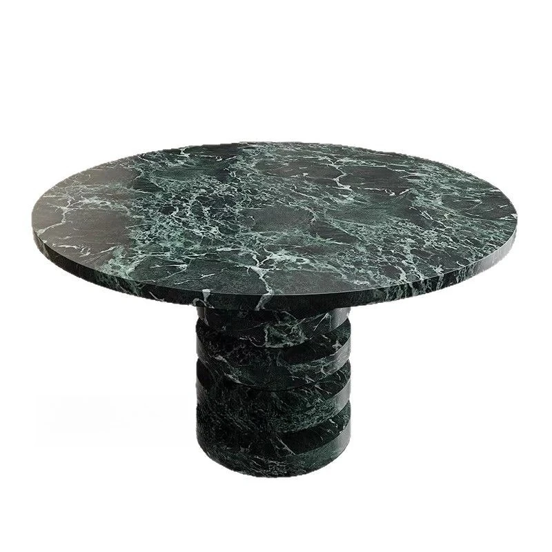 

Natural travertine special-shaped dining table designer wabi-sabi artistic round 1.2-meter dining table